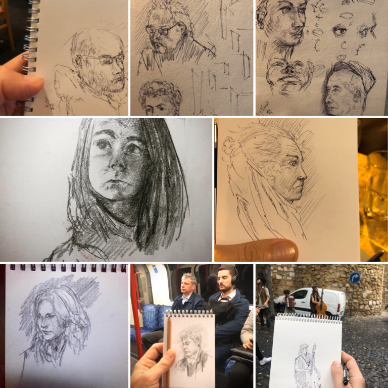 drawing strangers in public