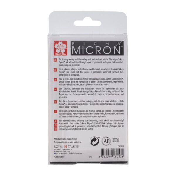 sakura - pigma micron fineliners - set of 6 sizes (black) - back