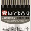 sakura micron fineliner black pens set of 6 sizes and bush
