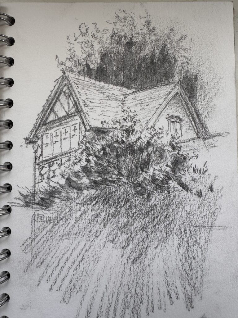 Sketching a Tudor Revival House in Gillingham Park with One 4B Pencil