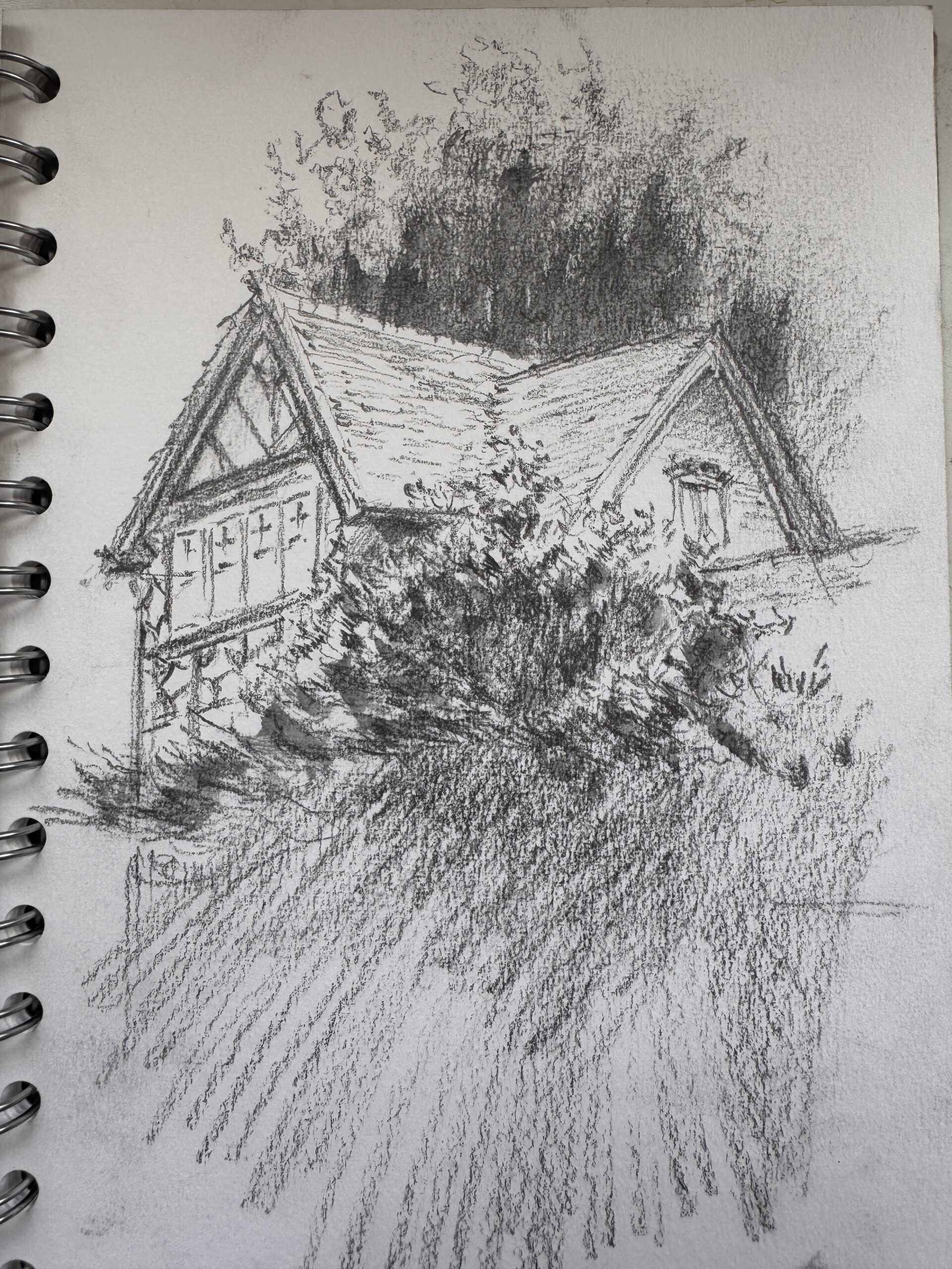 Sketching a Tudor Revival House in Gillingham Park with One 4B Pencil
