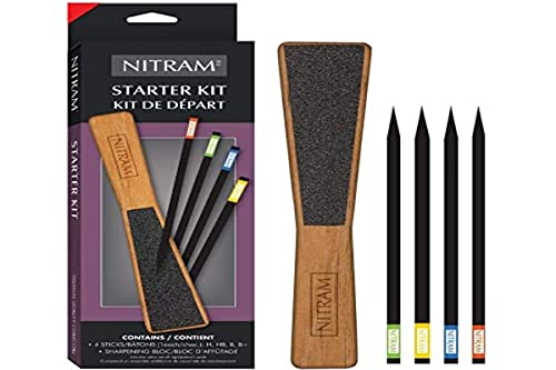 nitram charcoal starter kit with 4 charcoal and one stone for sanding coal, no