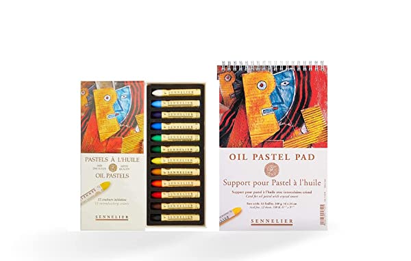 sennelier oil pastel set of 12 colours inc pastel pad 16x24cm